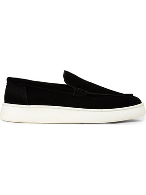 Deery Erkek Hakiki Süet Siyah Loafer Ayakkabı - 04405MSYHE01