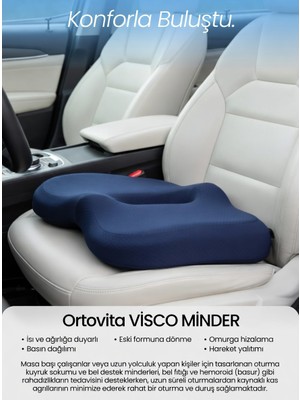Ortovita Yeni Nesil Visco Ortopedik Ergonomik Hemoroıd Oturma Minderi Kaymaz Taban Terlemez Ofis Ve Oto Koltuk Yükseltici
