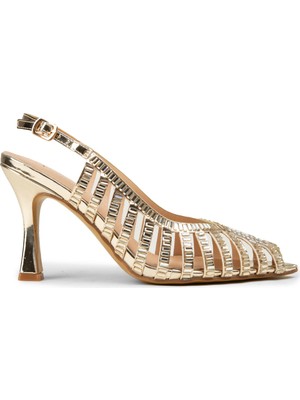 Deery Kadın Altın Rengi Slingback Abiye Ayakkabı - 26204ZALTM01