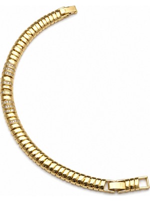 Balenbi Jewelry 14K Gold Renk Zirkon Taş Detaylı Premium Kararmaz Çelik Kadın Bileklik 1182