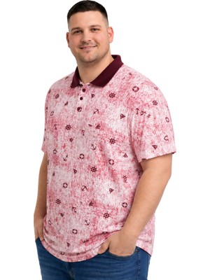 Battal Moda Battalmoda Erkek Büyük Beden Bordo Polo Yaka Marina Kısa Kollu Tişört 3xl-4xl-5xl-6xl