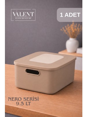 Valent Nero 9.5 Lt Tekli Çok Amaçlı Kapaklı Organizer Kutu Makyaj Banyo Mutfak Oyuncak Düzenleyici