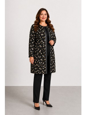 Bihan Store Kadın Büyük Beden Tunik Boy Ikili Takım (Ceket ve Bluz) - Y26-3988
