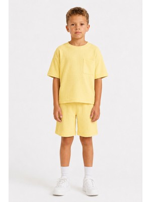 Monox Erkek Çocuk 5-12 Yaş Petek Dokulu Oversize Şort Tişört Takım