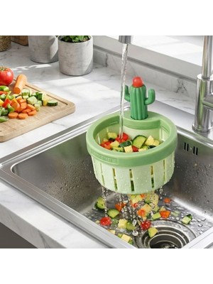 Buffer® Basmalı Kaktüs Mutfak Lavabo Süzgeci – Sebze Artıkları ve Yemek Kalıntıları Için Gider Filtresi