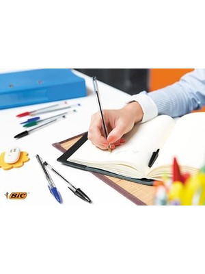 Ahl Shop Medium Tükenmez Kalem Kırmızı 50'li Kutu, 1.0 mm Orta Kalınlıkta Uç, Şeffaf Gövde, Delikli Kapak