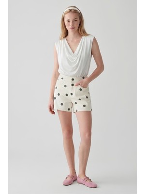 Shopping Shop Drapeli Sıfır Kol Bluz BEYAZ
