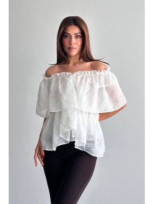 Shopping Shop Fırfırlı Bluz BEYAZ