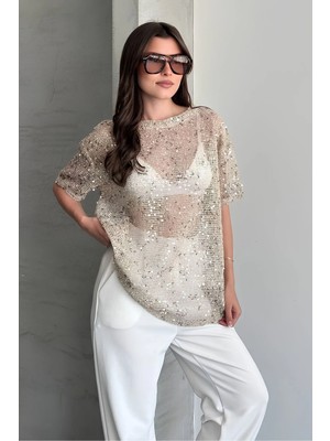 Shopping Shop Pullu File Bluz Bej