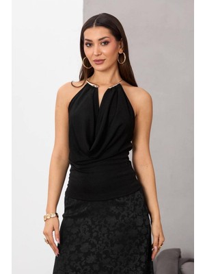 Shopping Shop Boynu Halka Bluz Sıyah