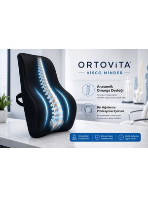 Ortovita Yeni Nesil Visco Ortopedik Ergonomik Hafızalı Köpük Sırt Yastığı, Sırtlık -Ofis ve Araba Koltuğu İçin Uygun