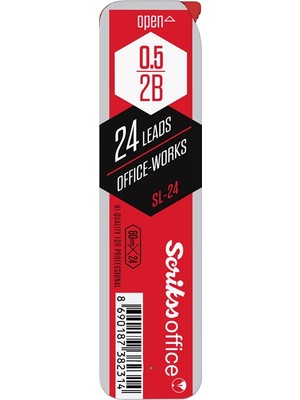 Scrikss SL-24 Min Versatil Kalem Ucu 0.5 mm 2B Siyah Renk 24 Adet Plastik Kutuda