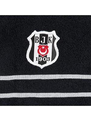 Ahl Shop Beşiktaş Arma Lisanslı DÜZ%100 Pamuk Yüz Havlusu, Siyah, 50X90 cm