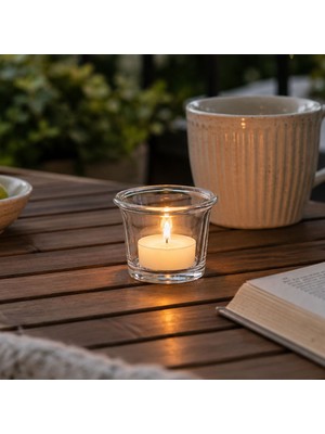 Dekorsende Silindir Cam Tealight Mumluk Şeffaf 5 cm