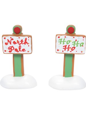 Ahl Shop Department 56 Köy Koleksiyonları Için Aksesuarlar Zencefilli Kurabiye Noel Tabelaları Heykelcik Seti, 5 Cm, Çok Renkli