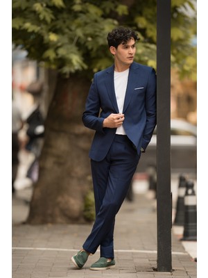 Apartro Slimfit Mono Yaka Yarım Astarlı 6 Drop Çift Yırtmaç Modal Takım Elbise