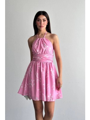 Shopping Shop Desenli Kısa Elbise PEMBE