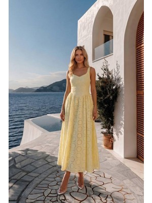 Shopping Shop Fisto Askılı Uzun Elbise SARI