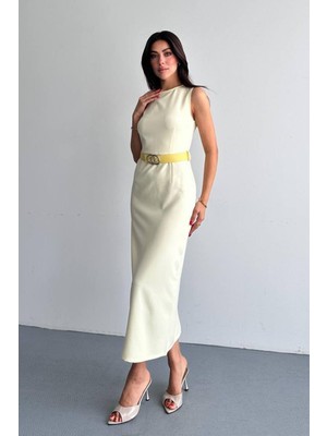 Shopping Shop Beli Kemerli Elbise Sarı