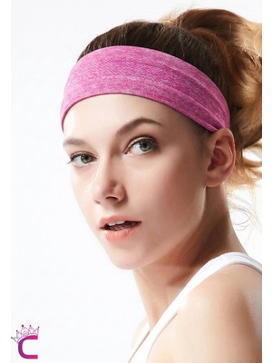 Cinderella Kadın Spor Saç Bandı Kaydırmaz Form Pembe - Ter Emici Fitness Yoga Tenis Sporcu Bandanası Tokası