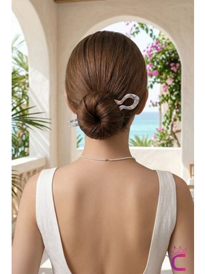 Cinderella Summer Mermer Desenli Retro Estetik Asetat Saç Topuz Tokası 11CM - Trend French Pin Çubuk Toka