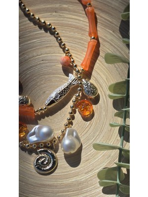 Diva Viva - Coral Charm Katmanlı Mercan Kadın Kolye