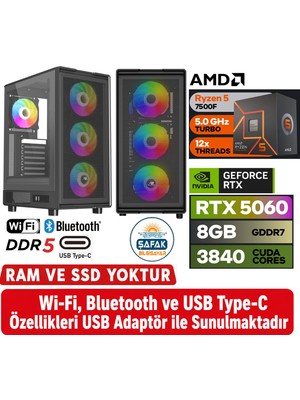 Şafak Bilgisayar X V1 | 8GB RTX 5060 | Ryzen 5 7500F | RGB Ultra Gaming PC