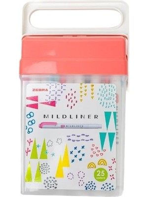 Zebra Mildliner Z Box 25'li Çift Uçlu Fosforlu Işaretleme Kalemi Plastik Çantalı Set / WKT7-25C-ZBOX