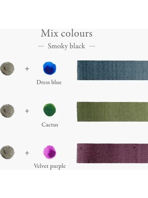 Kakimori Inkstand Colour Karıştırabilir Dolma Kalem Mürekkebi 35 ml - Smoky Black