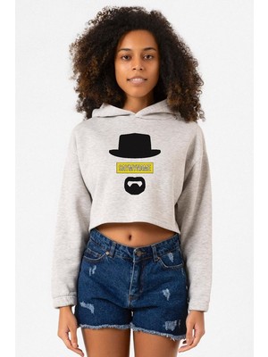 Tshirthane Breaking Bad Yellow Say My Name Head Grimelanj Kadın Crop Kapşonlu