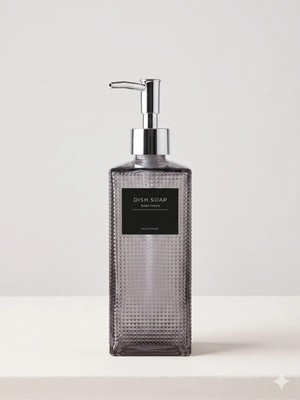 Premium Dokulu Cam Sıvı Sabunluk – 500ML - 23 x 7 x 7 cm