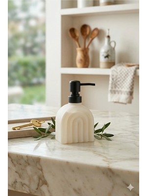 Modern Kemer Desenli, Minimal Iskandinav Cam Sıvı Sabunluk - 250 ml - 9 x 9 x 6 cm