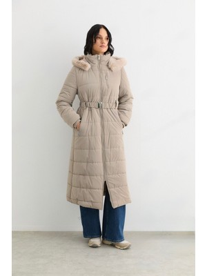 Doque 67021 Kol Ucu Lastikli Önü Boydan Fermuarlı Kapişonlu Şişme Mont #12-25#