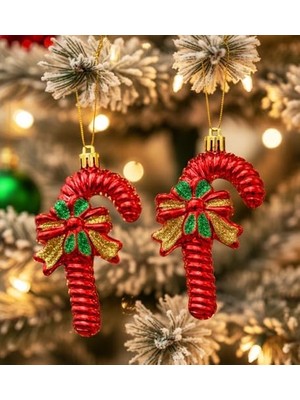 Ahl Shop Yılbaşı Şeker Baston Şeklinde Ağaç Süsü – 4 Adet