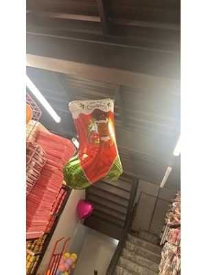 Ahl Shop Yılbaşı Ağacı Süsü Noel Gold Şekerleri Yılbaşı Temalı Hediyeler Folyo Noel Balonu 1 Adet Noel Çorabı 60-43 cm