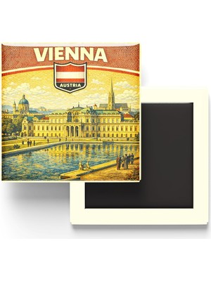 Ahl Shop Avusturya Viyana Şehri Temalı Vintage Buzdolap Magneti – 9x9 cm
