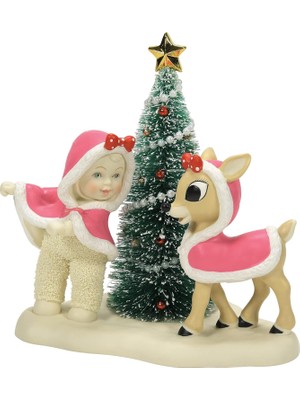 Ahl Shop Department 56 Snowbabies Rudolph Kırmızı Burunlu Ren Geyiği Mutlu Noeller Clarice Heykelcik, 15 Cm, Çok Renkli