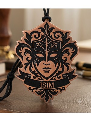 Yerlikaya Bakır Kadın Maske Bakır Kolye Isim Yazdır