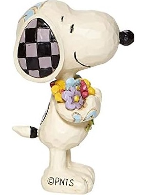 Ahl Shop Peanuts By Jim Shore Snoopy Bahar Çiçekleri Tutan Minyatür Heykelcik, 7 Cm, Çok Renkli