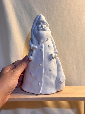 Ahl Shop Çantalı Santa Noel Baba Biblo – 20 cm Seramik Dekoratif Figür