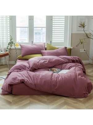 Ahl Shop Solid Jersey Örgü Pamuk Nevresim Kral Mor Soluk Leylak Katı Yatak Seti Modern Yumuşak Örgü Pamuk Yorgan Kılıfı Katı Mor Nevresim 2 Yastık Kılıfı Otel Kalitesi Lüks Yatak Seti