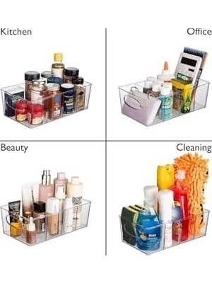 Ahl Shop 2 Adet Akrilik Çıkarılabilir Bölmeli Mutfak Buzdolabı Düzenleyici Makyaj Banyo Organizeri Çay Kutusu,şeffaf