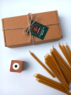 Ahl Shop Balmumu Mum 12 Adet Meditasyon Yoga Mumu Mumluk ile Birlikte 25 Dakika Yanma Süresi