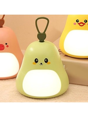 Ahl Shop Avokado Tasarımlı Gece Lambası – 3 Kademeli Işık Ayarı, Rgb Atmosfer Modu, USB Şarjlı, Taşınabilir Silikon Bebek Uyku Işığı, Yumuşak Gece Aydınlatması, Bebek–çocuk Odası Için (Açık Yeşil)