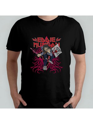 Pixxa Eddie Munson Hellfire Club Iron Maiden Unisex %100 Pamuklu Bisiklet Yaka T-Shirt