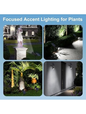 Ahl Shop Forlife Beyaz 18 LED Spot Güneş Enerjili Bahçe Aydınlatma Lambası, Fotoselli, Spike Aplik, 18W Su Geçirmez Dış Mekan Solar Lamba, Ağaç, Veranda, Garaj, Havuz, Duvar ve Zemin Montajına Uygundur 42 cm