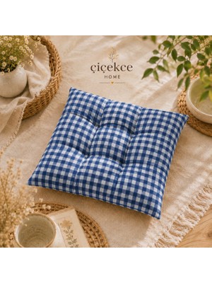 ÇİÇEKCE HOME Sandalye Minderi 1 Adet Pötikare Desen Boncuk Silikonlu Dekoratif Minder