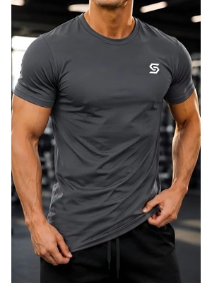 Sapeur Erkek Slim Fit Spor Tişört Kısa Kol Nefes Alabilir Kumaş ile Şık Tasarımda