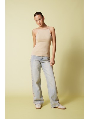 Nisan Triko Halter Yaka Top