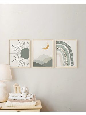 Nt Handmade Mc Home Art Çerçeveli Uv Baskı 3'lü Bebek Çocuk Odası Duvar Tablosu – Modern & Şık Duvar Dekoru